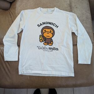 A Bathing Ape Baby Milo 'Sandwich' Long Sleeve Tee - White
